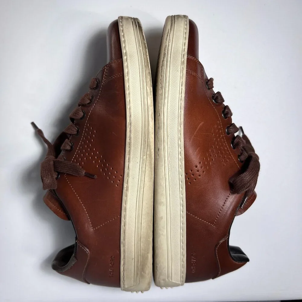 TOM FORD Men's Brown Leather Warwick Sneakers 7